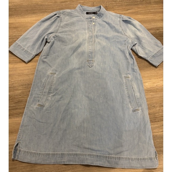 Lauren Ralph Lauren Dresses & Skirts - Lauren Ralph Lauren Denim V-Neck Tunic Dress Short Sleeve Blue Cotton XL